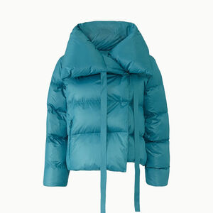 BACON Oversized Collar Cropped Puffer Jacket Teal Blue $615 - Size XL